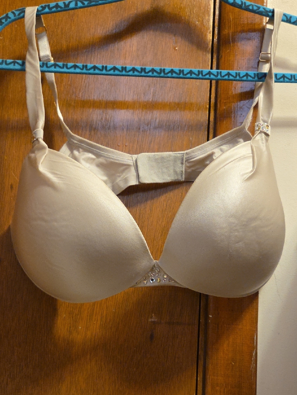 Victoria's Secret Champagne Beige Padded Bra with Rhinestone Accent